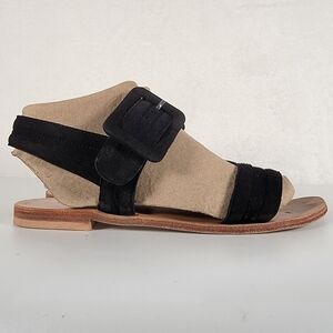 Morena Gabrielli Suede Buckle Sandals in Black, Size 40 (US 9)